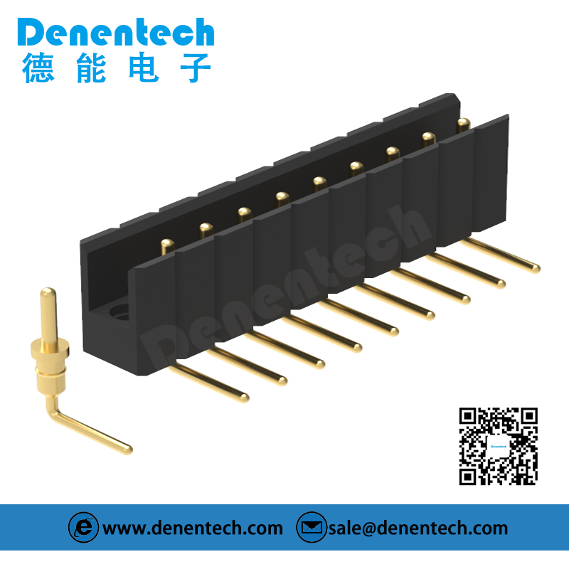 Denentech high quality 2.54MM machined pin header H6.90xW4.36 single row right angle circular hole pin header
